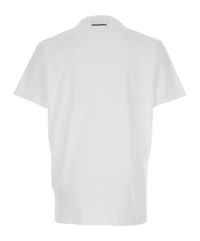 Dsquared2 White T-shirt With Logo On The Front In Cotton Man In White