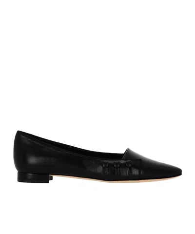 Manolo Blahnik Pointed-toe Button-detail Ballet Flats In Black