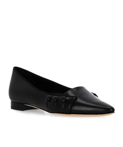 Manolo Blahnik Pointed-toe Button-detail Ballet Flats In Black