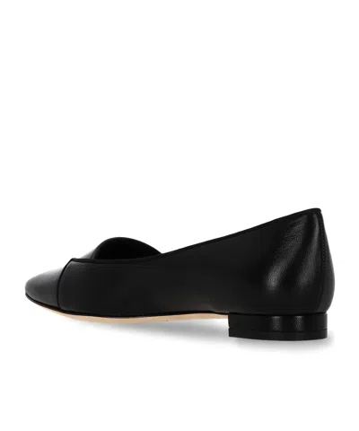 Manolo Blahnik Pointed-toe Button-detail Ballet Flats In Black