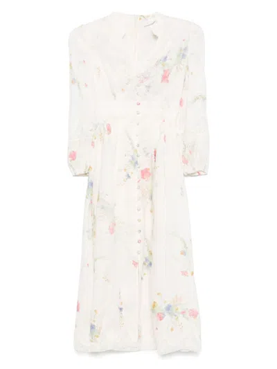 Zimmermann Lucky Midi Dress In White