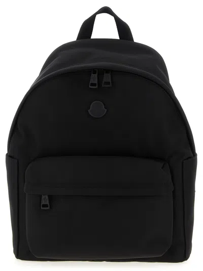 Moncler Pierrick Nylon Backpack Large Front Pocket In Black