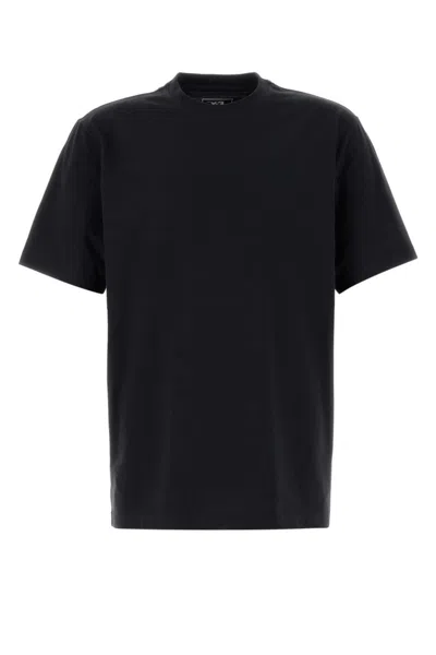 Y-3 Adidas Back Print Short Sleeved Cotton T-shirt Clothing In Black