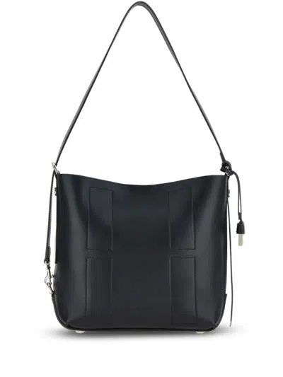 Hogan Hocket Small Leather Hobo Bag In Black