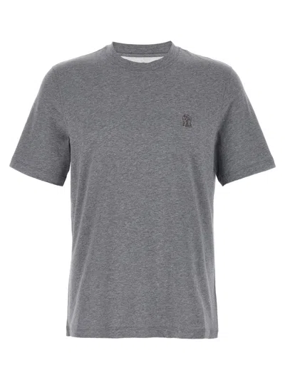 Brunello Cucinelli Cotton Crew Neck T-shirt In Gray
