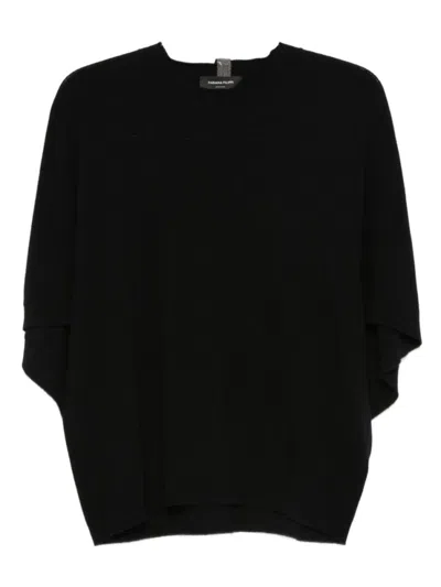 Fabiana Filippi Wool Blend Batwing Sleeve Top In Black