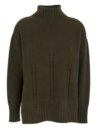 Tom Ford Long-sleeved Mock Neck Cashmere Sweater In Green