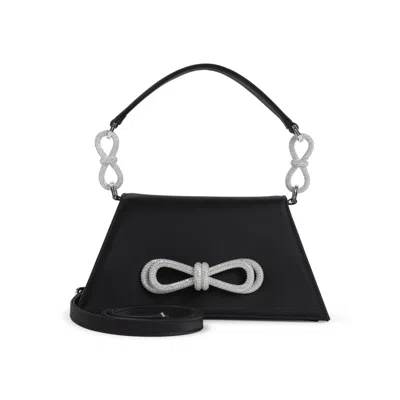 Mach&mach Samantha Double Bow Patent Leather Shoulder Bag In Black