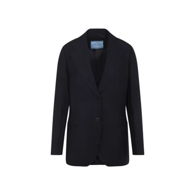 Prada Wool Jacket Notched Collar In Black