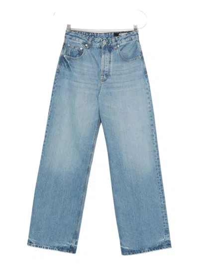 Jacquemus High-waisted Wide-leg Denim Pants With Signature Detail In Blue