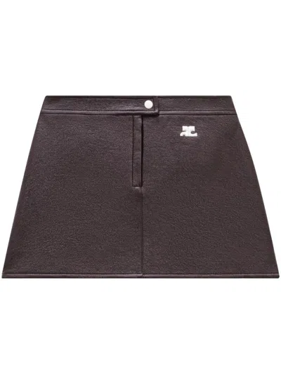 Courrèges Reedition Vinyl Mini Skirt In Burgundy