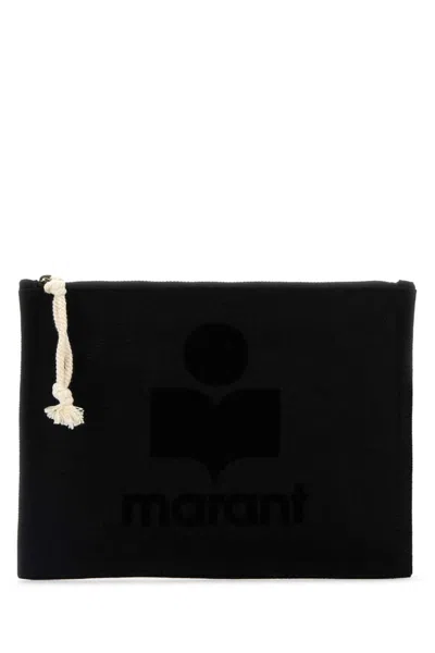 Isabel Marant Zip-fastening Cotton Clutch In Black