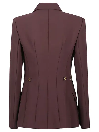 Elisabetta Franchi Burgundy Tailored Blazer With Gold Buttons And Peak Lapels In Burgundy
