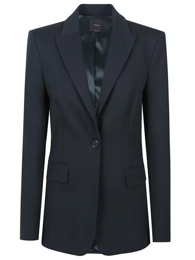 Pinko Kamut Black Single-breasted Jacket With Peak Revers In Viscose Blend Stretch Woman In Black