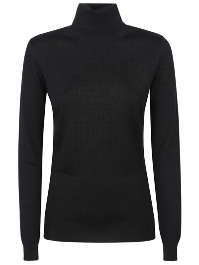 Elisabetta Franchi Wool Blend Turtle-neck Sweater In Black