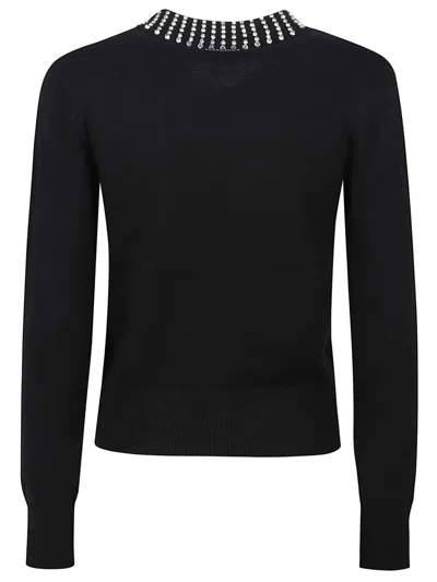 Pinko Women's Long Sleeve Strass Detail Sweater In Black