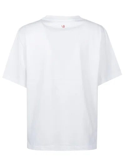 Victoria Beckham White Crewneck T-shirt With Slogan Print On The Front In Cotton Woman