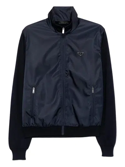 Prada Zipped Cardigan In Blue