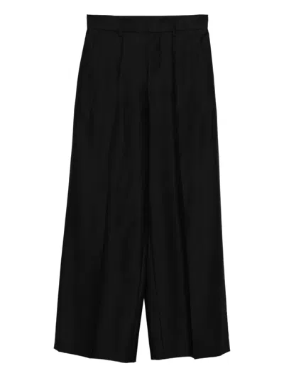 Alberta Ferretti Wide-leg Wool Blend Trousers With High Waist In Black