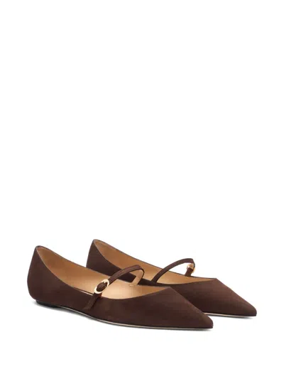 Stuart Weitzman Emilia Pointed-toe Ballet Flats In Brown
