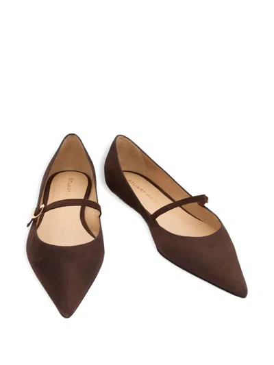 Stuart Weitzman Emilia Pointed-toe Ballet Flats In Brown