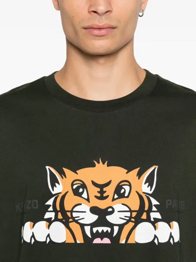 Kenzo Tiger Graphic T-shirt In Green