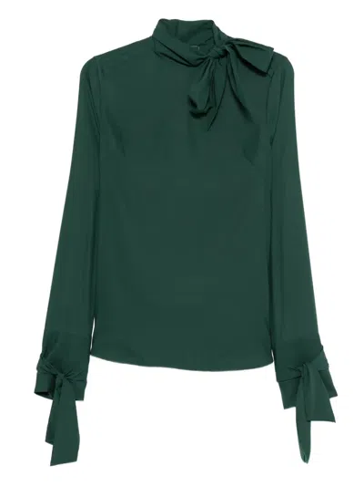 Ermanno Scervino Blusa In Seta Stretch Verde Scuro  Donna In Green
