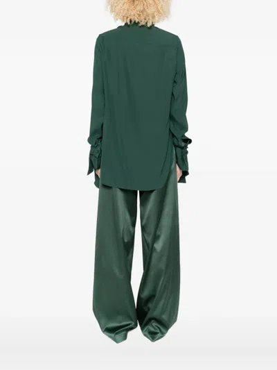 Ermanno Scervino Blusa In Seta Stretch Verde Scuro  Donna In Green