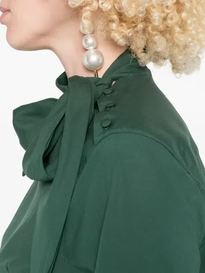 Ermanno Scervino Blusa In Seta Stretch Verde Scuro  Donna In Green