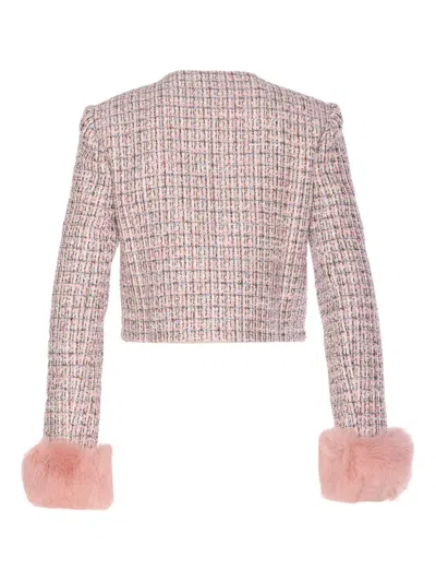 Self-portrait Self Portrait Crystal-embellished Tweed Jacket In Pink