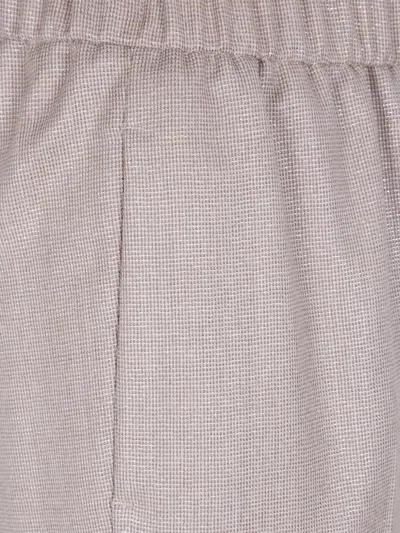 Peserico Elastic Waisted Pinstriped Lurex Flanell Trousers In Gray