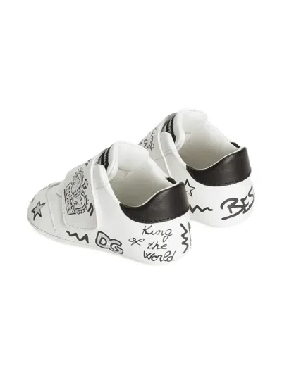 Dolce & Gabbana Graffiti-print Strap Sneakers In White