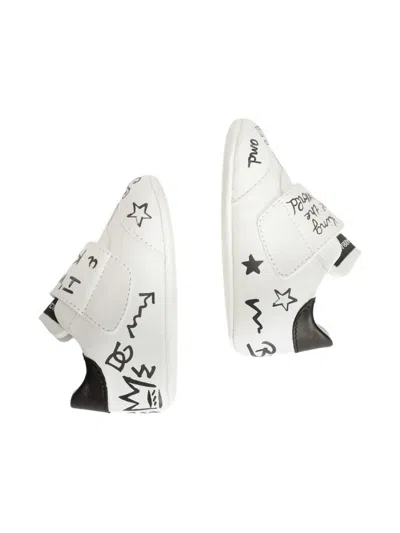 Dolce & Gabbana Graffiti-print Strap Sneakers In White