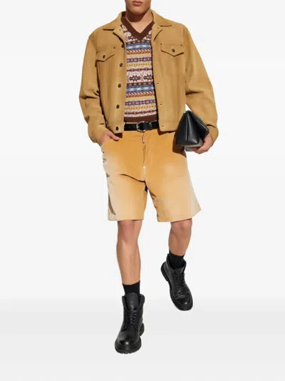 Dsquared2 Leather Button-fastening Jacket In Yellow