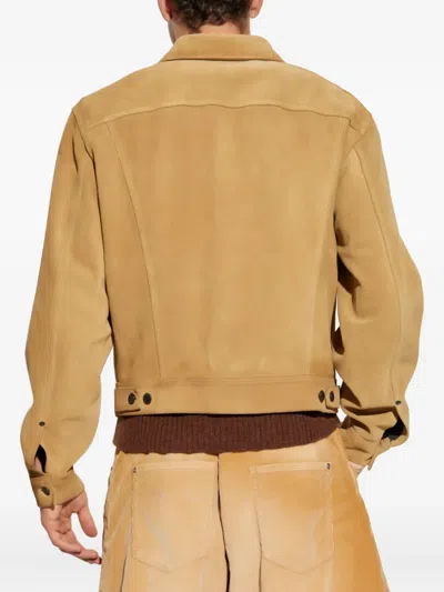 Dsquared2 Leather Button-fastening Jacket In Yellow