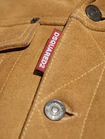 Dsquared2 Leather Button-fastening Jacket In Yellow