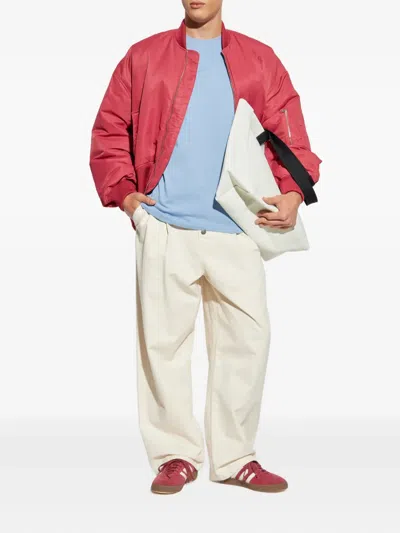 Jw Anderson Oversized Curved Hem Bomber Jacket Ruby In Pink