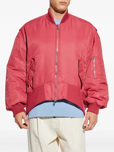Jw Anderson Oversized Curved Hem Bomber Jacket Ruby In Pink