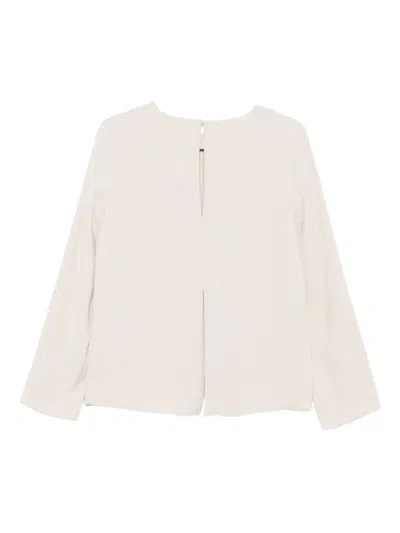 P.a.r.o.s.h Buttoned Long Sleeve Blouses With Back Slit In Neutral