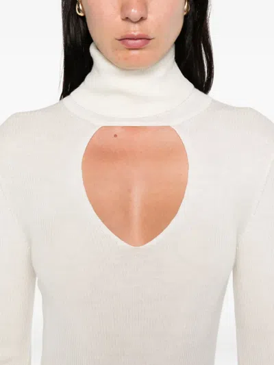 P.a.r.o.s.h Cut-out Wool Sweater In White