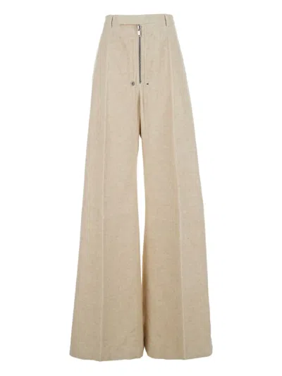 Rick Owens Trousers Wide-leg Button Detail In Neutral