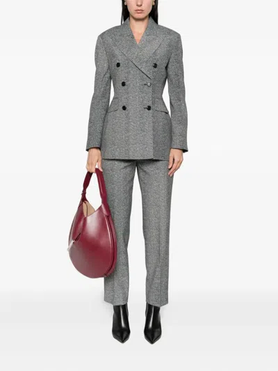 Ermanno Scervino Double-breasted Viscose Jacket With Herringbone Pattern In Gray