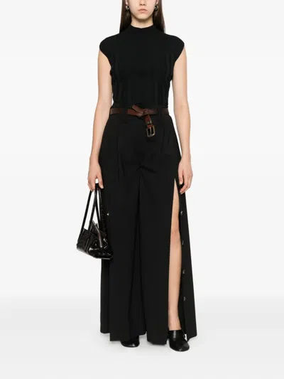A.w.a.k.e. Belted Side-split Trousers In Black