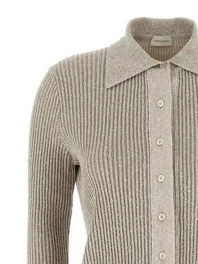 Magda Butrym Ribbed Texture Knitwear Cardigan With Cuff Buttons In Neutral