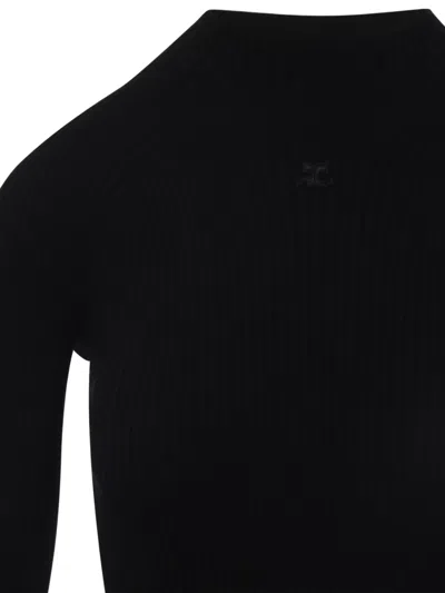 Courrèges Courreges Black Cotton Blend Mini Dress