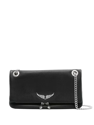 Zadig & Voltaire Rock Ii Grained Leather Crossbody Bag In Black