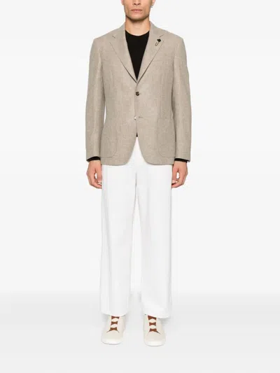 Lardini Single Breasted Flower Detailed Blazer In Brown