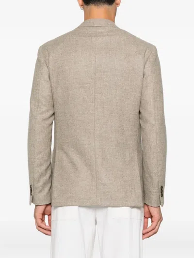 Lardini Single Breasted Flower Detailed Blazer In Brown