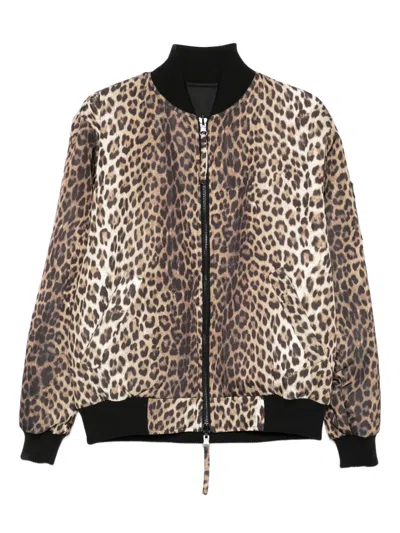 P.a.r.o.s.h . Reversible Leopard Print Bomber Jacket With Iconic Logo In Animal Print