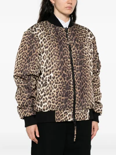 P.a.r.o.s.h . Reversible Leopard Print Bomber Jacket With Iconic Logo In Animal Print